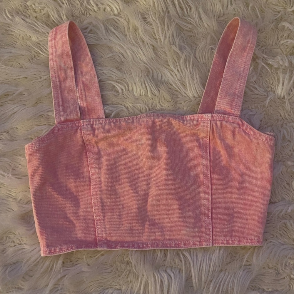 Pink nasty gal denim crop top